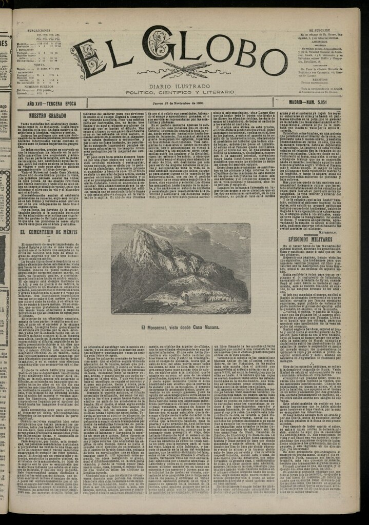 Miniatura de El Globo : diario ilustrado del 12 de noviembre de 1891, nº 5851