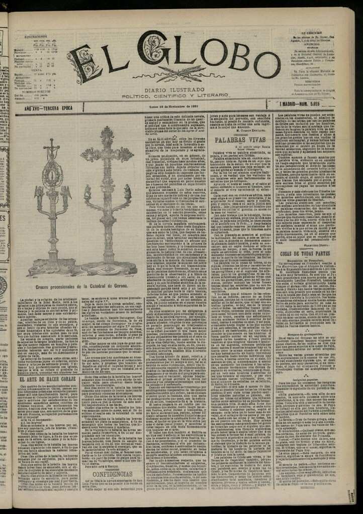 Miniatura de El Globo : diario ilustrado del 16 de noviembre de 1891, nº 5855
