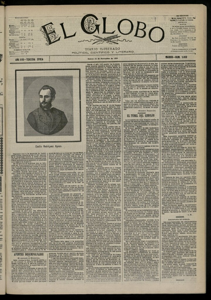 Miniatura de El Globo : diario ilustrado del 21 de noviembre de 1891, nº 5860