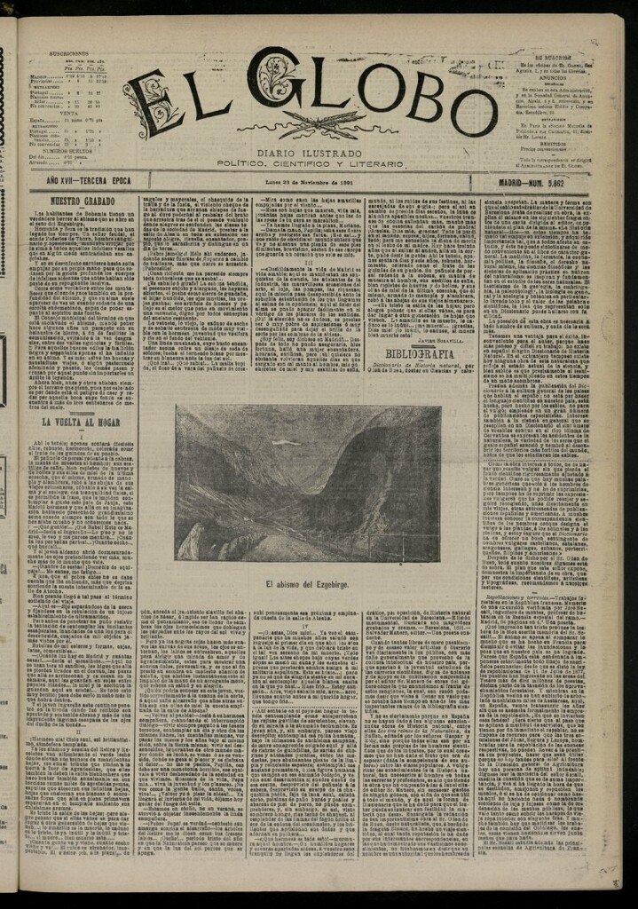Miniatura de El Globo : diario ilustrado del 23 de noviembre de 1891, nº 5862