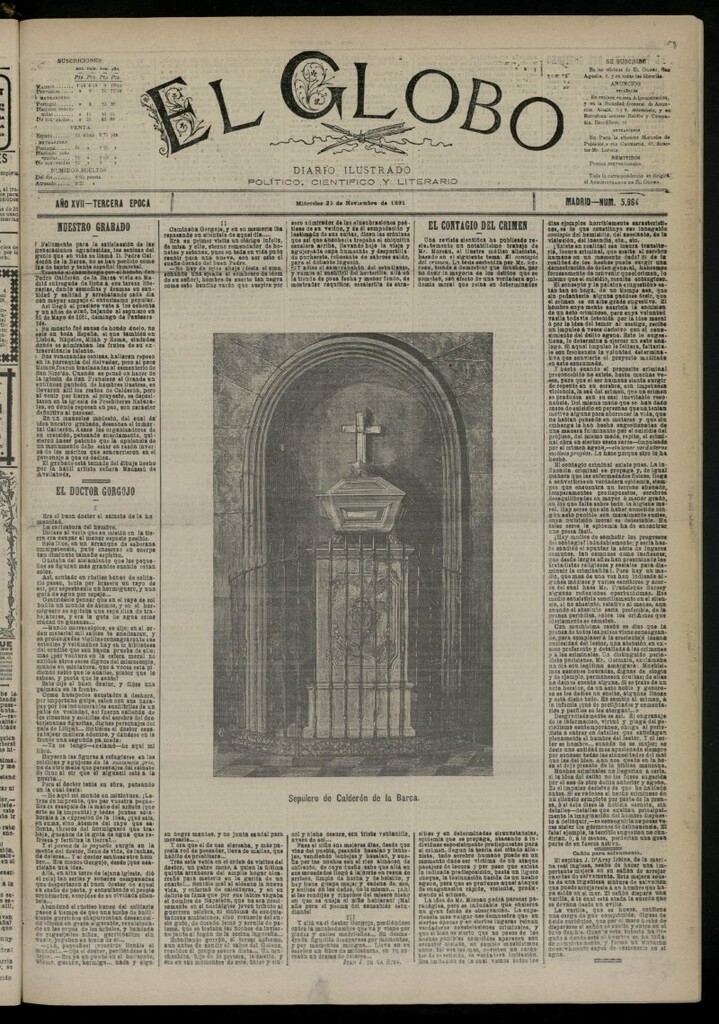 Miniatura de El Globo : diario ilustrado del 25 de noviembre de 1891, nº 5864