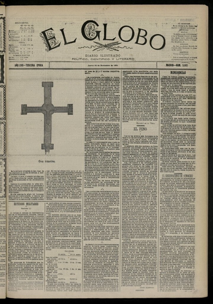 Miniatura de El Globo : diario ilustrado del 26 de noviembre de 1891, nº 5865