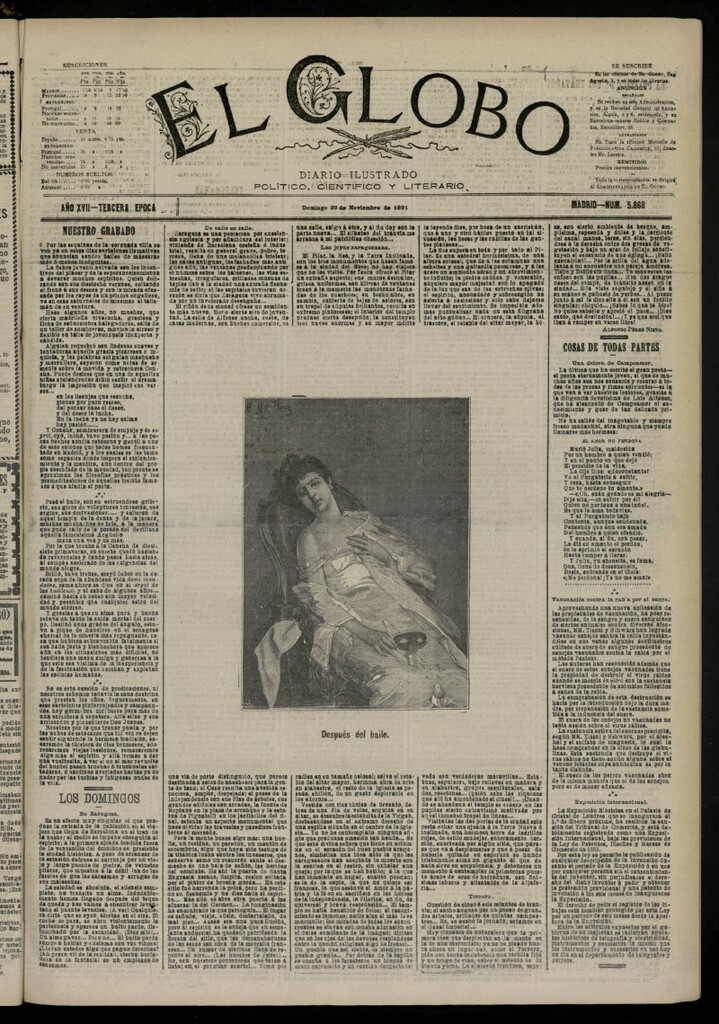 Miniatura de El Globo : diario ilustrado del 29 de noviembre de 1891, nº 5868