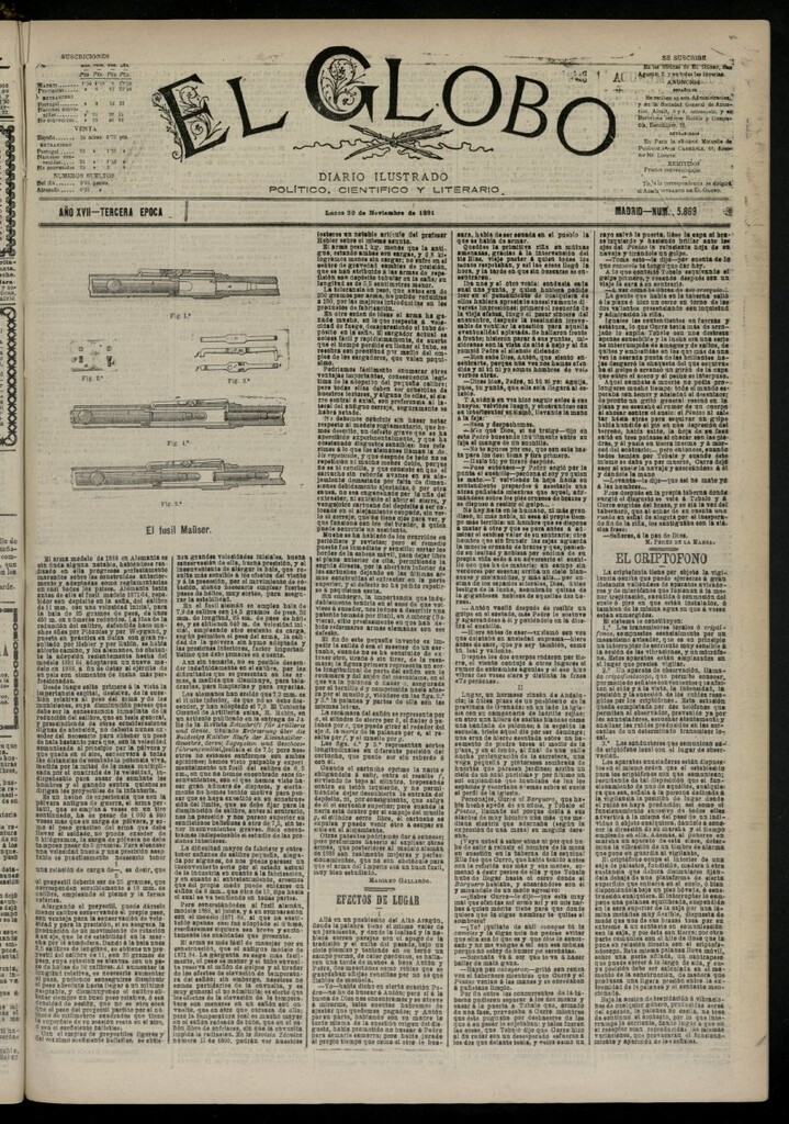 Miniatura de El Globo : diario ilustrado del 30 de noviembre de 1891, nº 5869