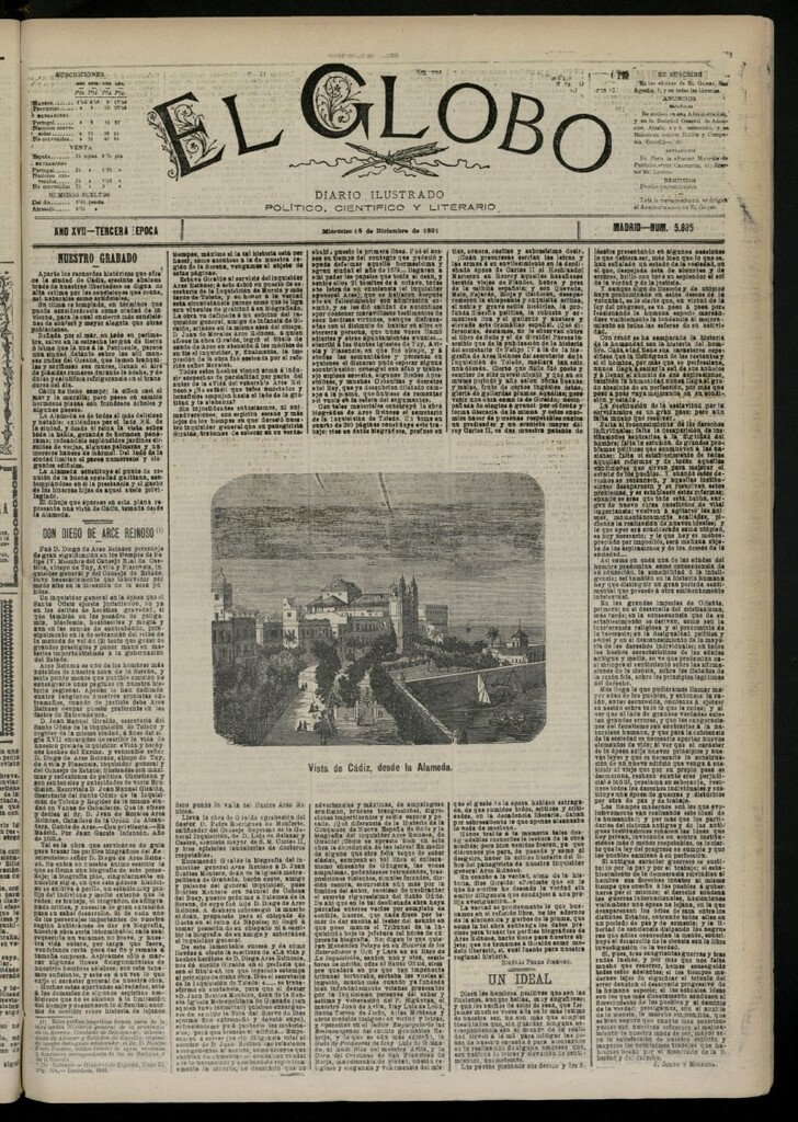 Miniatura de El Globo : diario ilustrado del 16 de diciembre de 1891, nº 5885