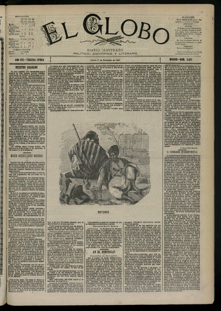 Miniatura de El Globo : diario ilustrado del 17 de diciembre de 1891, nº 5886