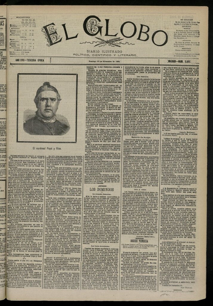 Miniatura de El Globo : diario ilustrado del 27 de diciembre de 1891,nº 5895
