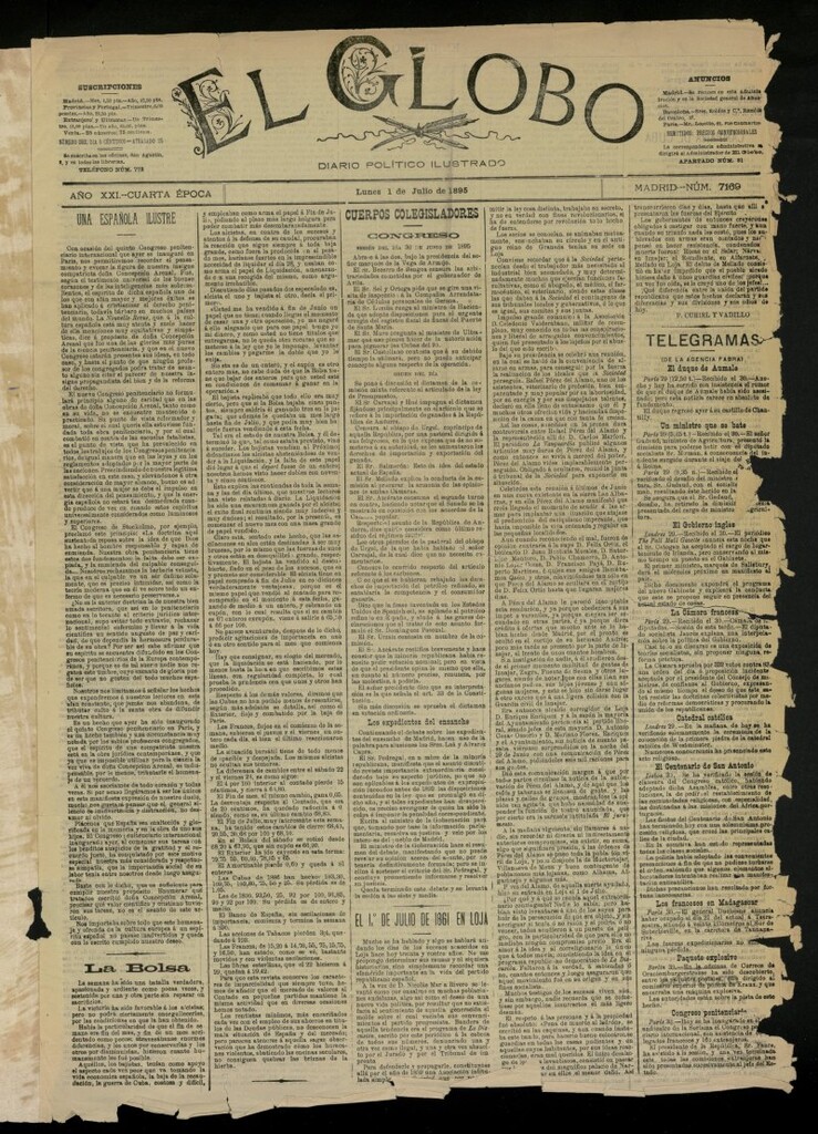 Miniatura de El Globo : diario ilustrado  del 1 de julio de 1895, nº 7169