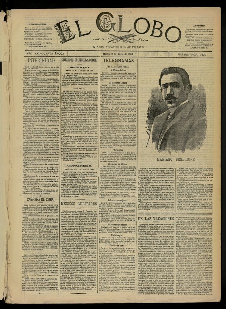 Miniatura de El Globo : diario ilustrado  del 2 de julio de 1895, nº 7170