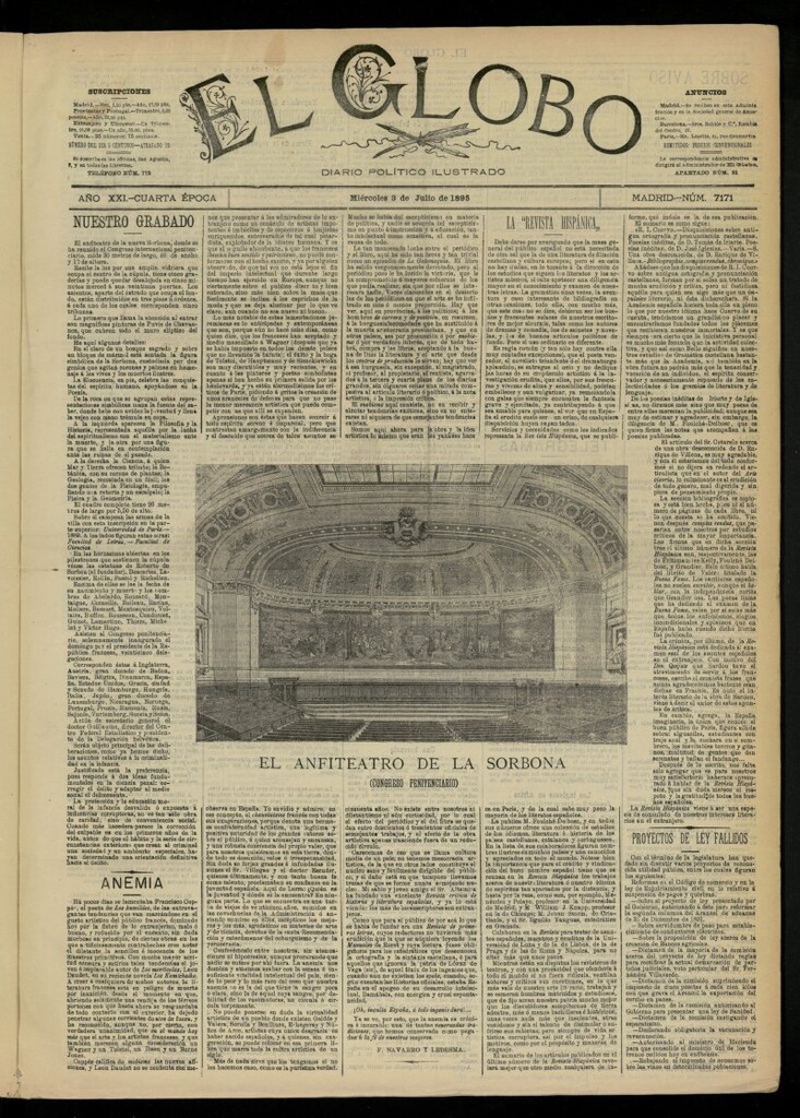 Miniatura de El Globo : diario ilustrado  del 3 de julio de 1895, nº 7171