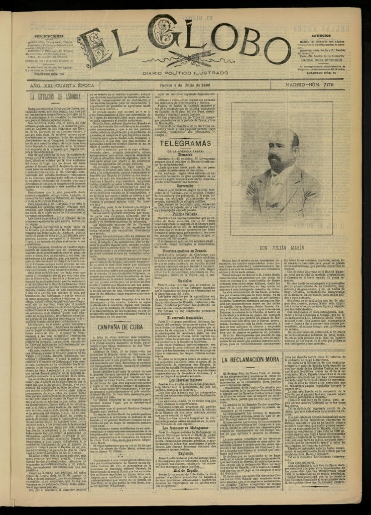 Miniatura de El Globo : diario ilustrado  del 4 de julio de 1895, nº 7172