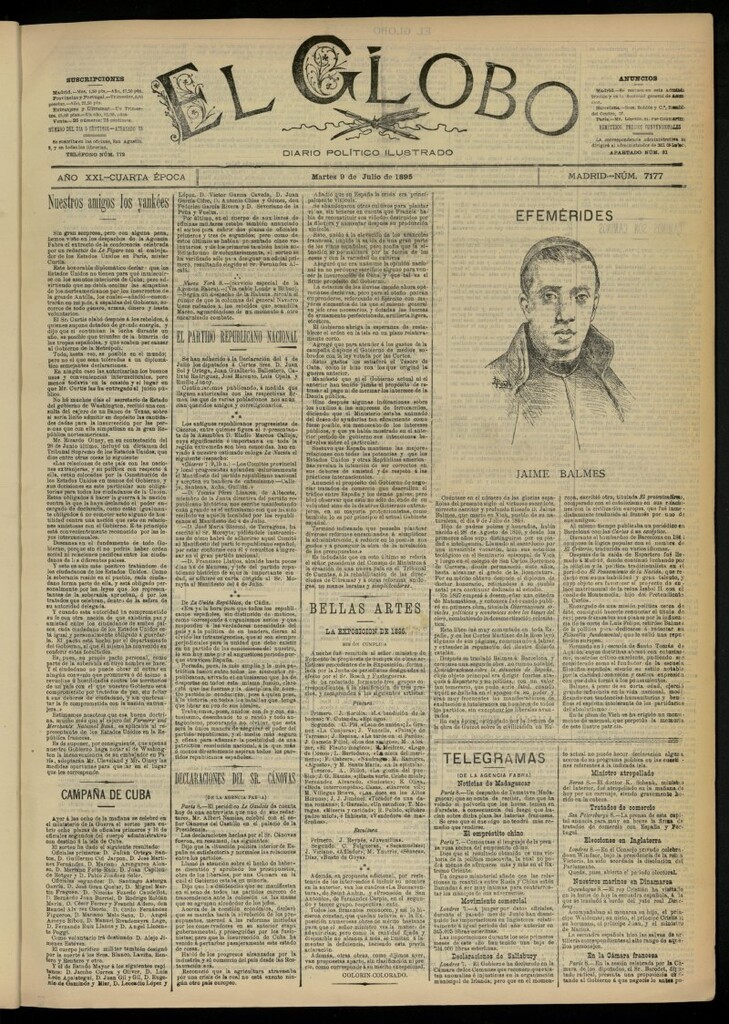 Miniatura de El Globo : diario ilustrado  del 9 de julio de 1895, nº 7177