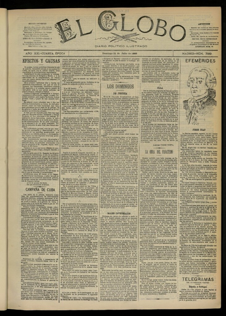 Miniatura de El Globo : diario ilustrado  del 21 de julio de 1895, nº 7189