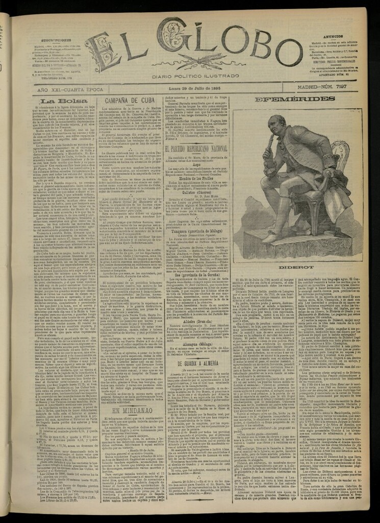 Miniatura de El Globo : diario ilustrado  del 29 de julio de 1895, nº 7197