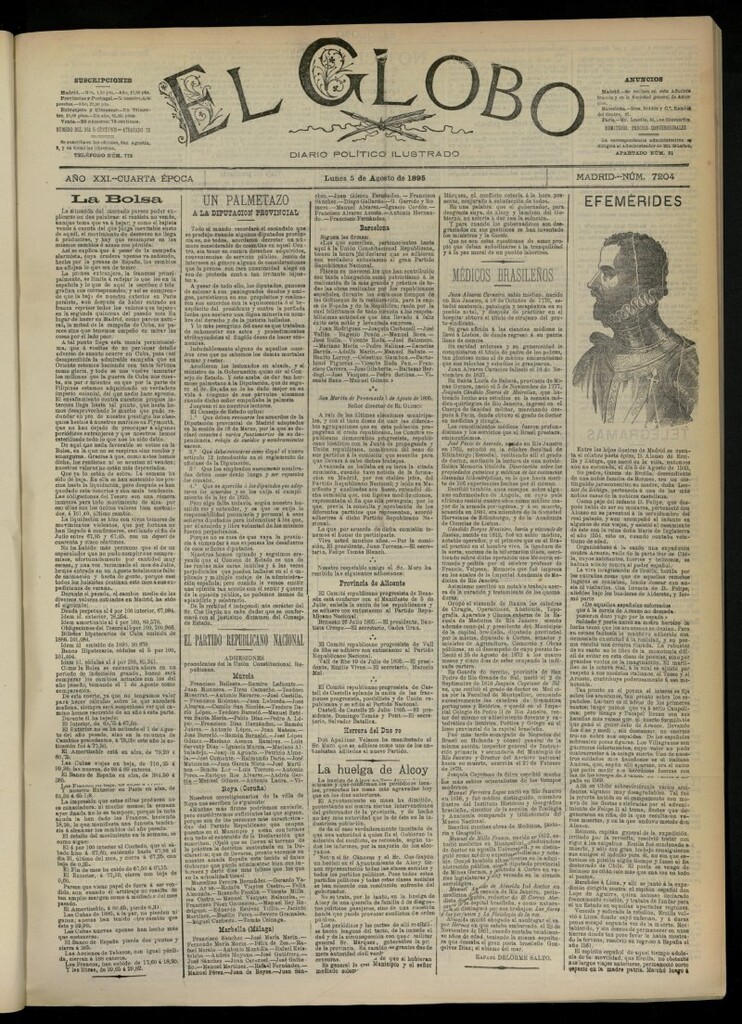 Miniatura de El Globo : diario ilustrado  del 5 de agosto de 1895, nº 7204