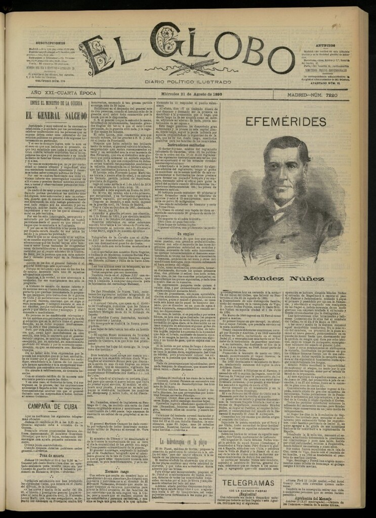 Miniatura de El Globo : diario ilustrado  del 21 de agosto de 1895, nº 7220
