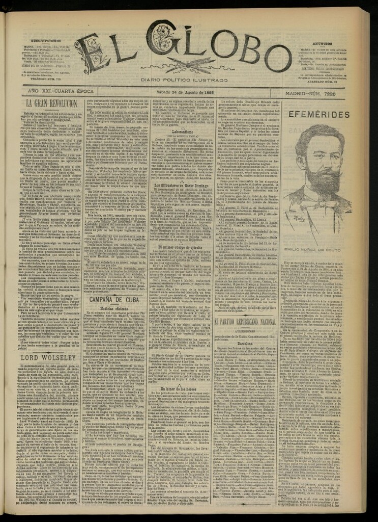 Miniatura de El Globo : diario ilustrado  del 24 de agosto de 1895, nº 7223