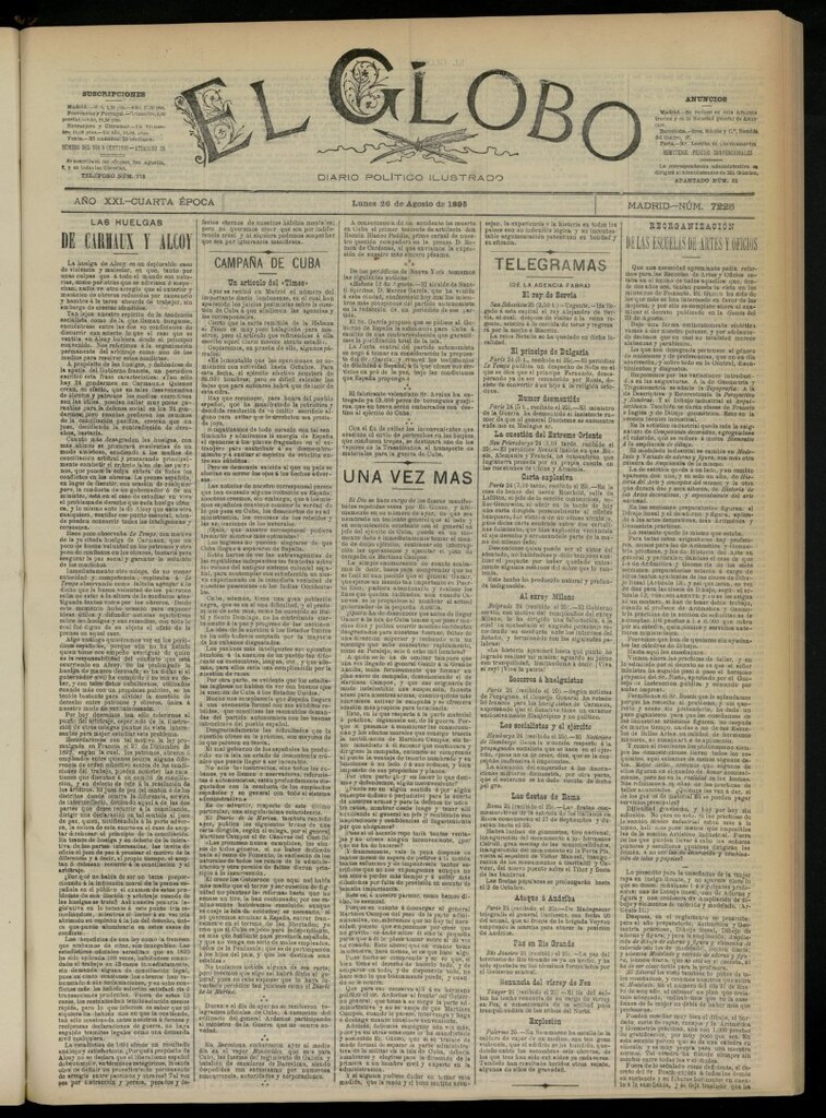 Miniatura de El Globo : diario ilustrado  del 26 de agosto de 1895, nº 7225