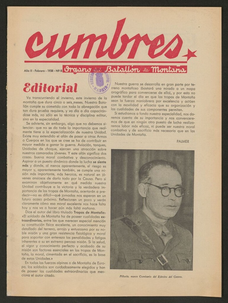 Miniatura de Cumbres: órgano del Batallón Alpino de febrero de 1938
