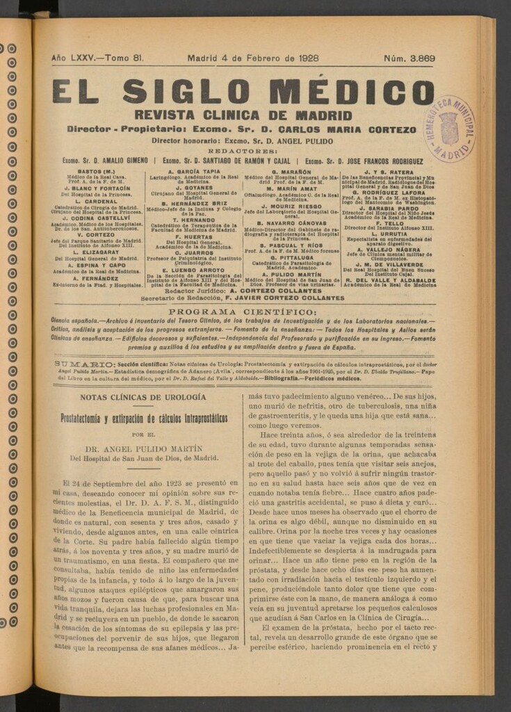 Miniatura de El Siglo Médico : boletín de medicina y gaceta médica del 4 de febrero de 1928