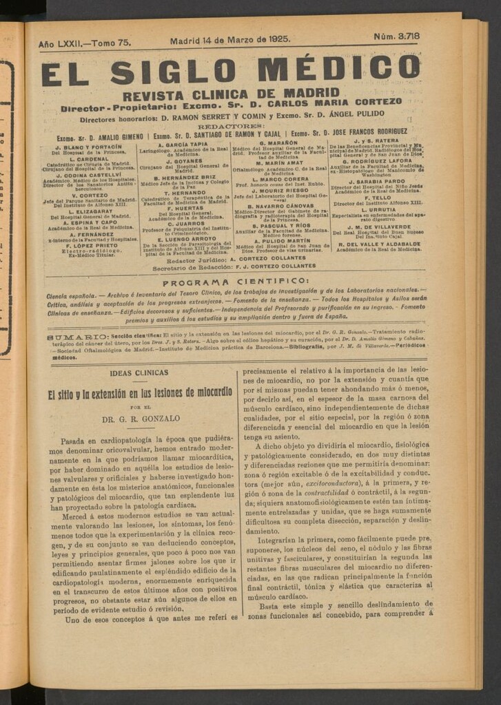 Miniatura de El Siglo Médico : boletín de medicina y gaceta médica del 14 de marzo de 1925