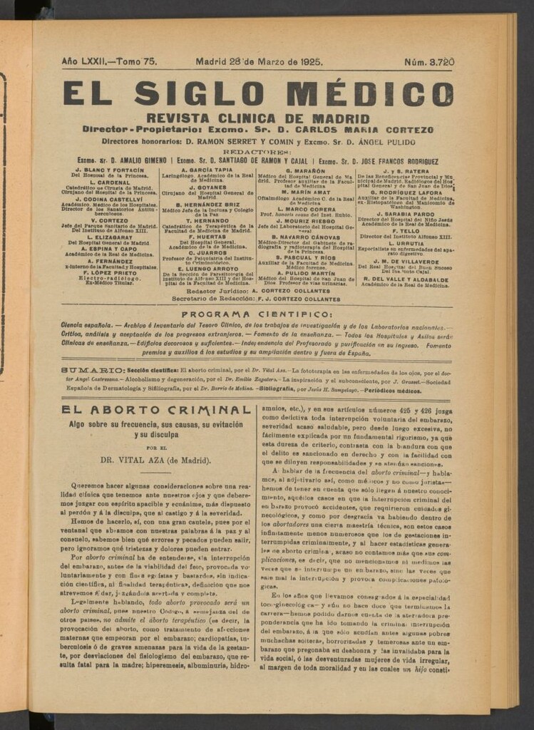 Miniatura de El Siglo Médico : boletín de medicina y gaceta médica del 28 de marzo de 1925