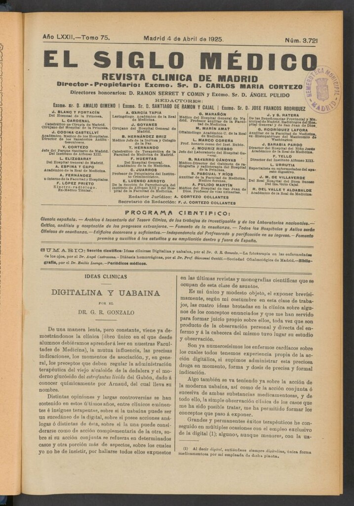 Miniatura de El Siglo Médico : boletín de medicina y gaceta médica del 4 de abril de 1925