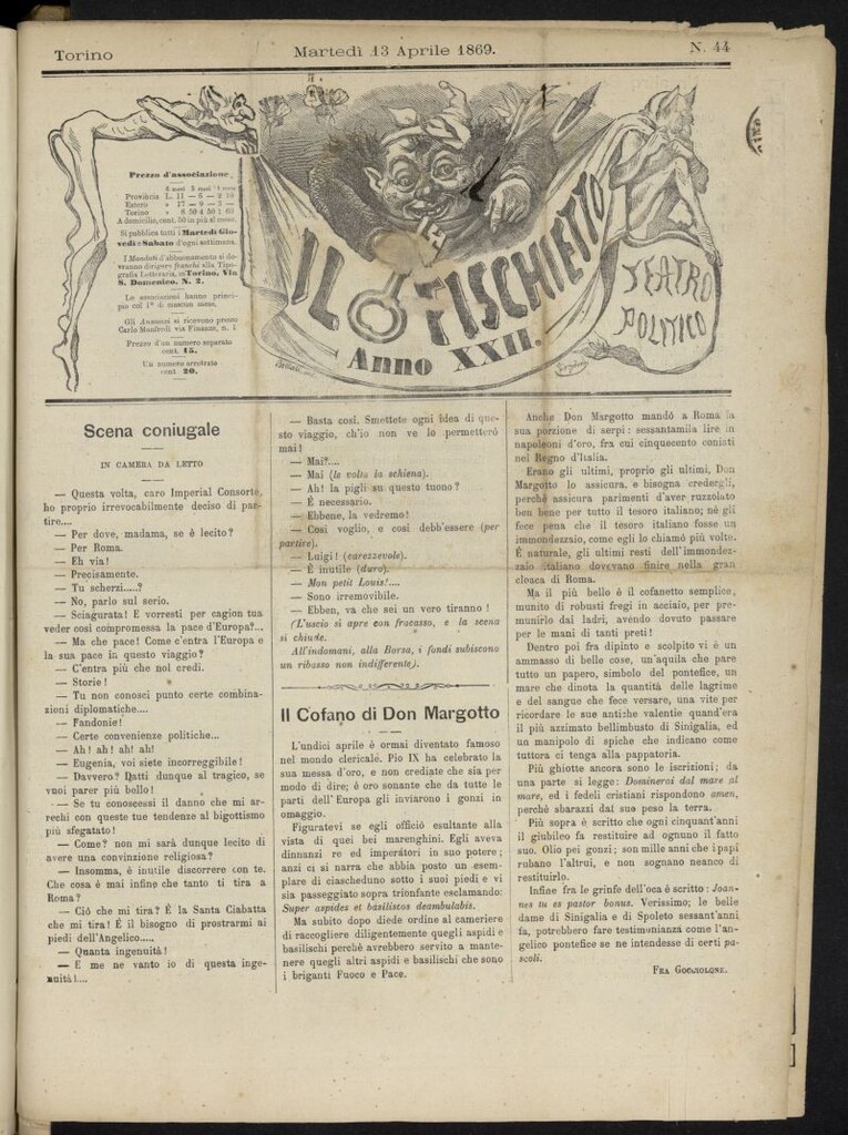 Miniatura de Il Fischietto del 13 de abril de 1869, nº 44
