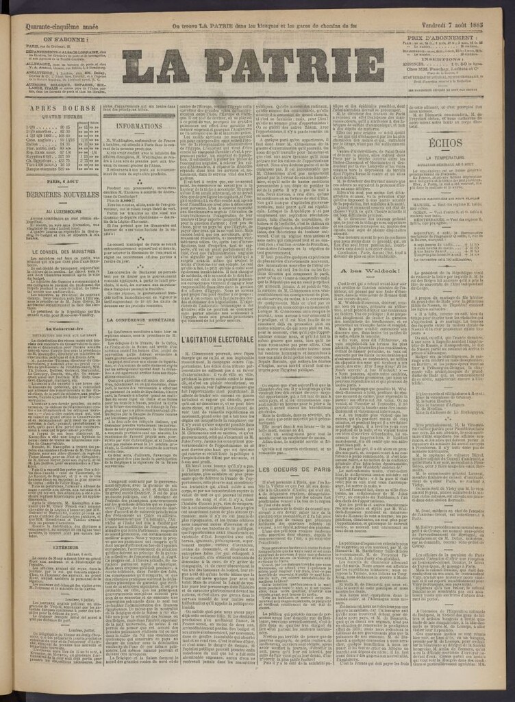 Miniatura de La Patrie del 7 de agosto de 1885