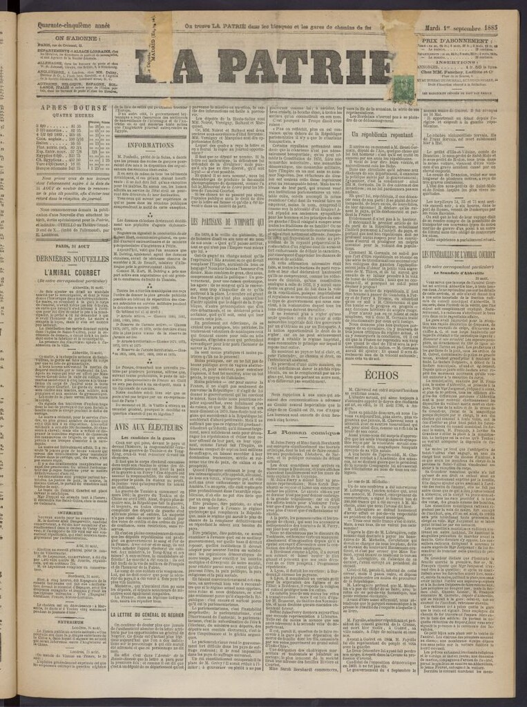 Miniatura de La Patrie del 1 de septiembre de 1885