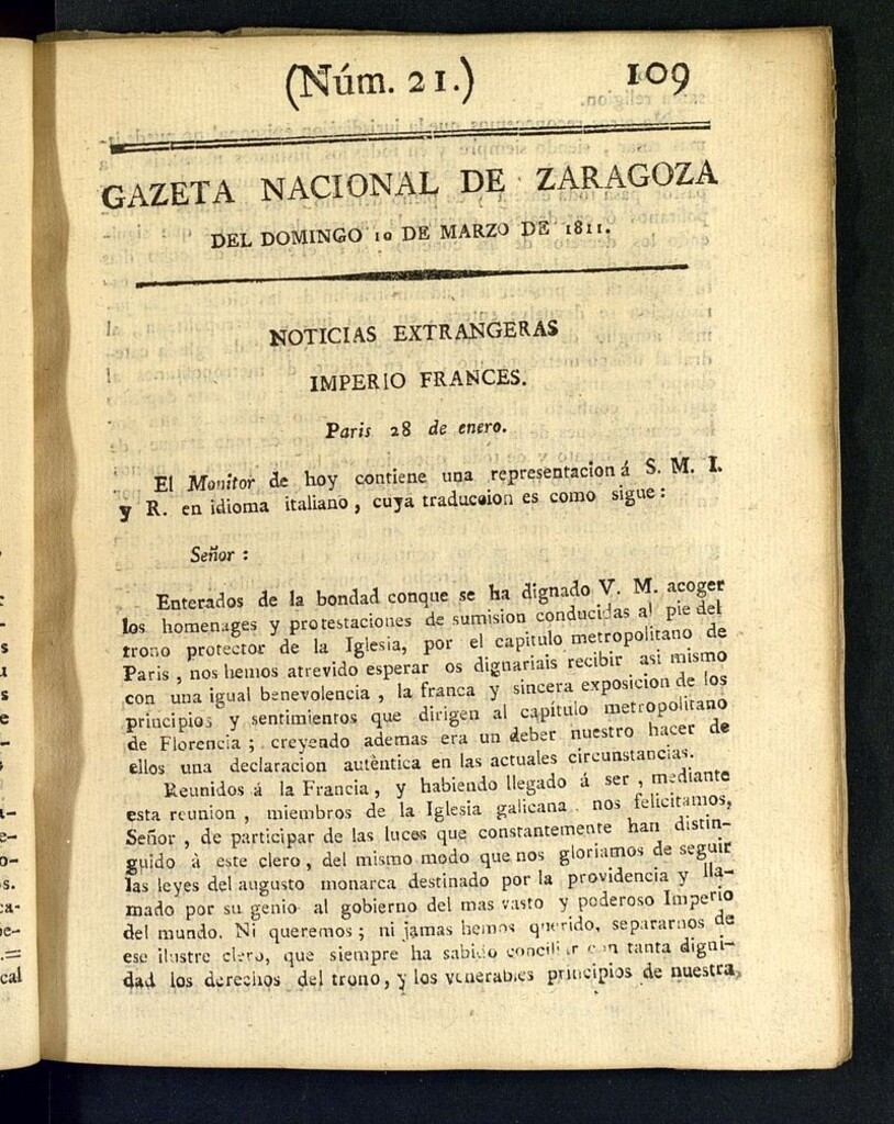 Miniatura de Gazeta de Zaragoza del 10 de marzo de 1811
