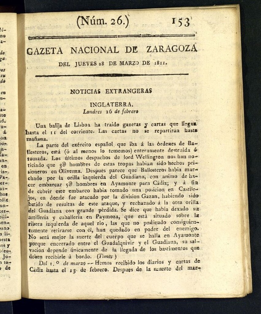 Miniatura de Gazeta de Zaragoza del 28 de marzo de 1811