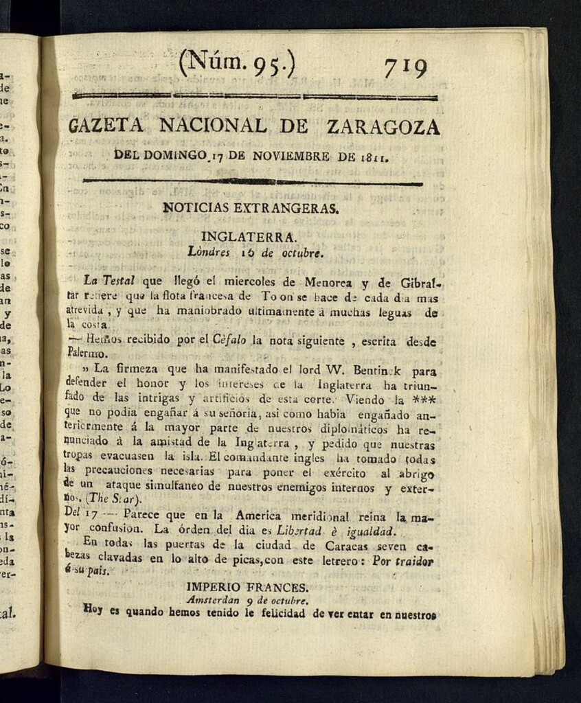 Miniatura de Gazeta de Zaragoza del 17 de noviembre de 1811