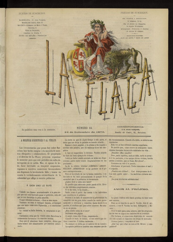 Miniatura de La Flaca del 24 de septiembre de 1870, nº 64
