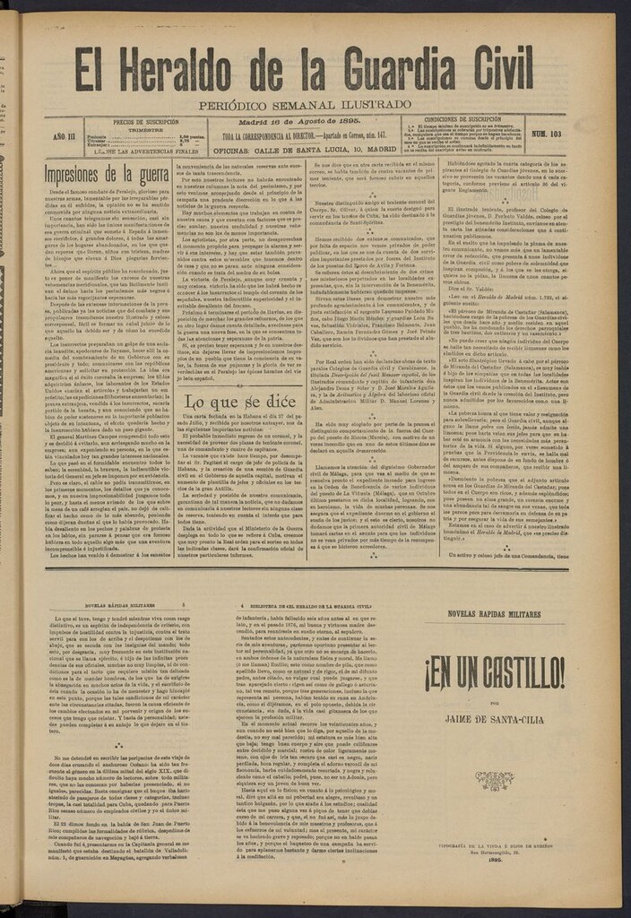 Miniatura de Heraldo de la Guardia Civil del 16 de agosto de 1895