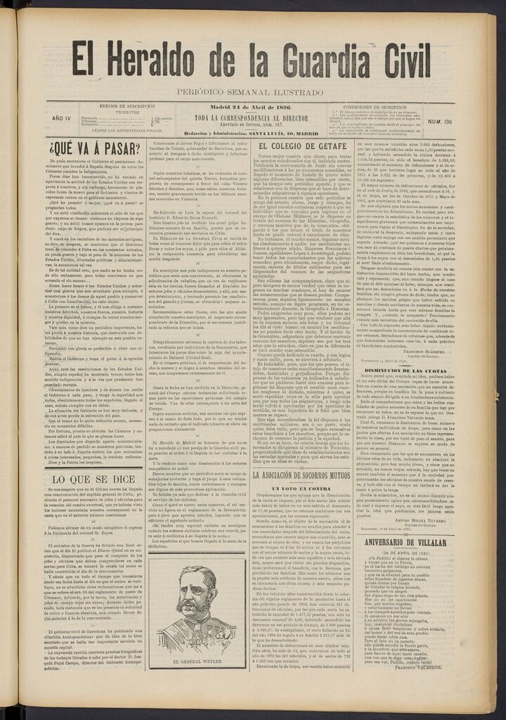 Miniatura de Heraldo de la Guardia Civil del 24 de abril de 1896