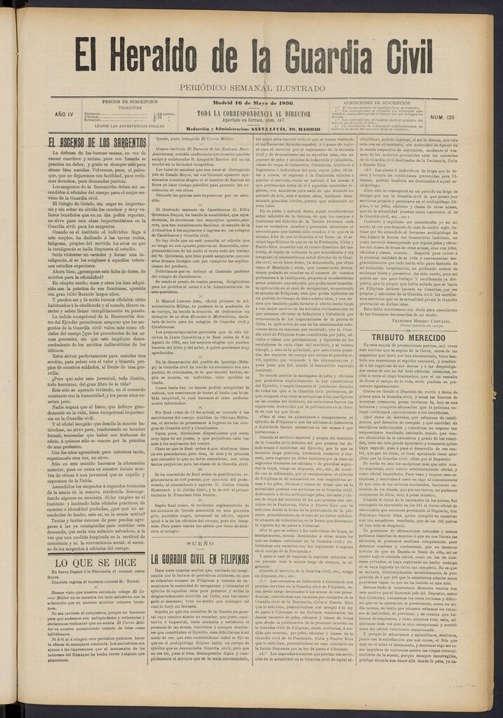 Miniatura de Heraldo de la Guardia Civil del 16 de mayo de 1896