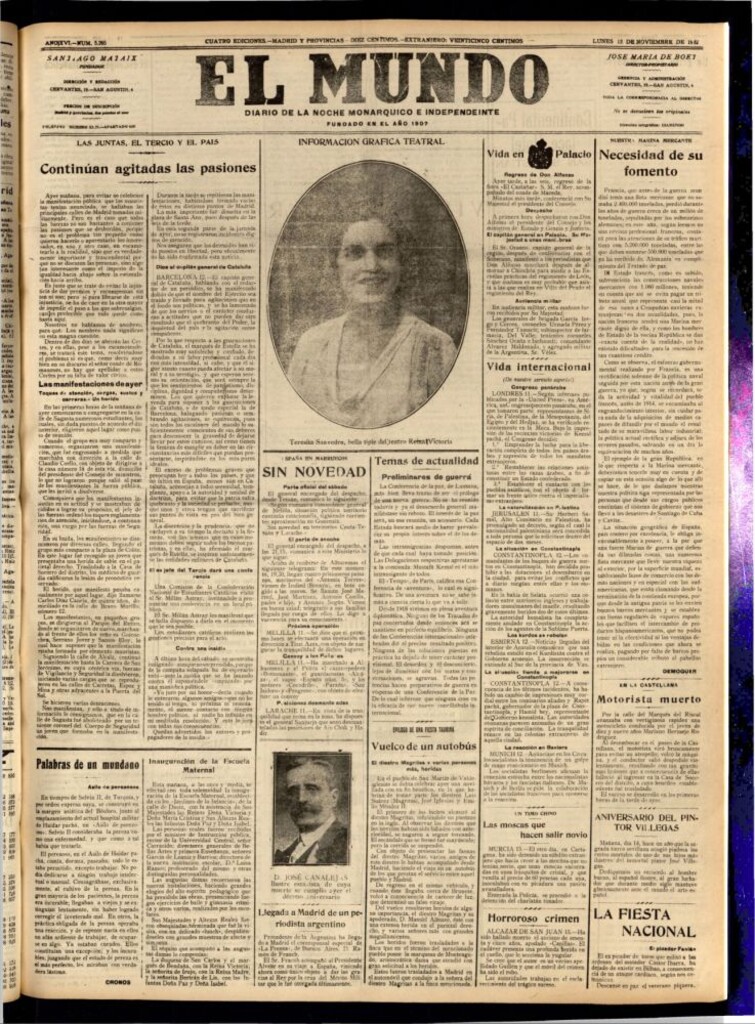 Miniatura de El Mundo del 13 de noviembre de 1922 (edición de provincias)