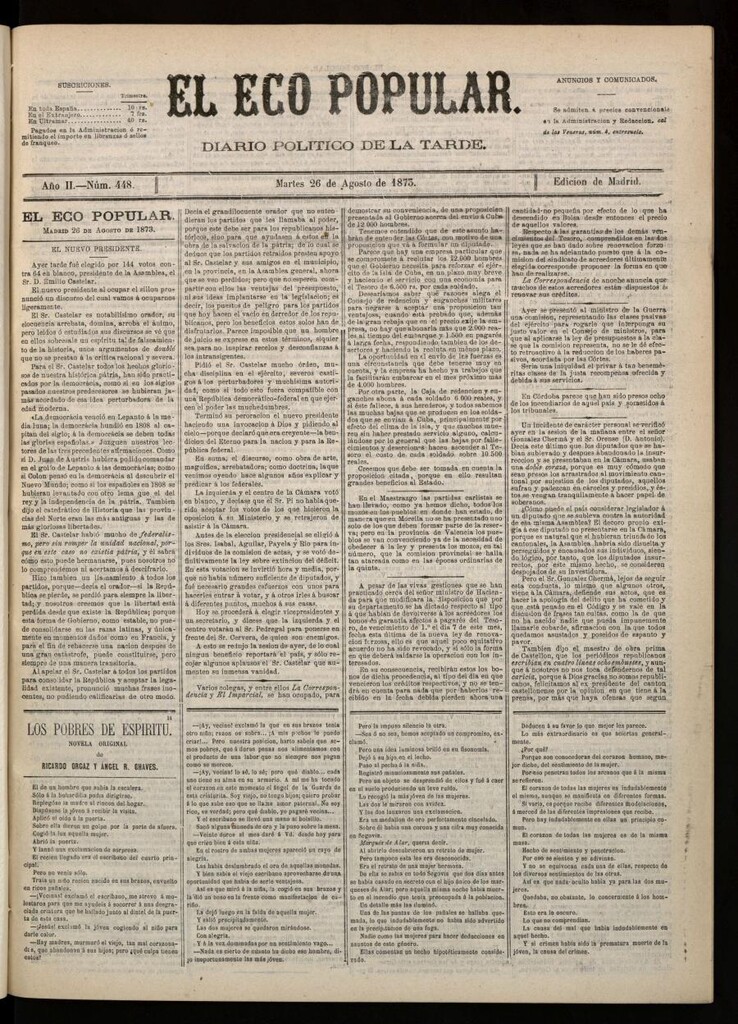 Miniatura de El Eco Popular del 26 de agosto de 1873