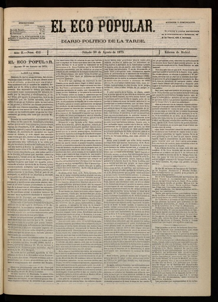 Miniatura de El Eco Popular del 30 de agosto de 1873