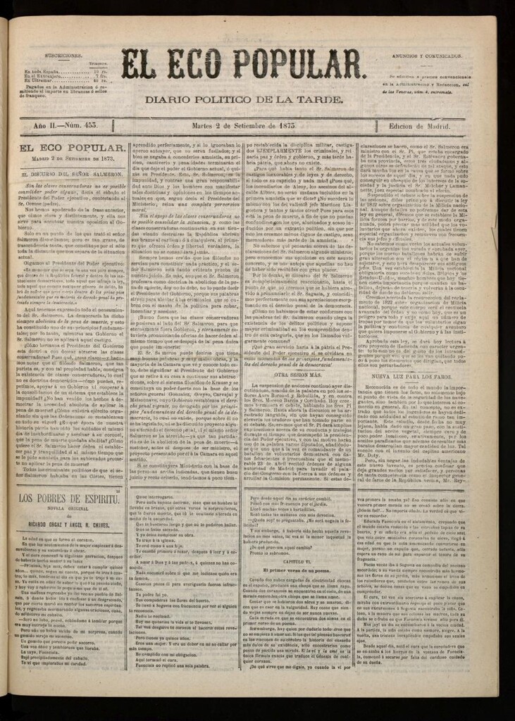 Miniatura de El Eco Popular del 2 de septiembre de 1873