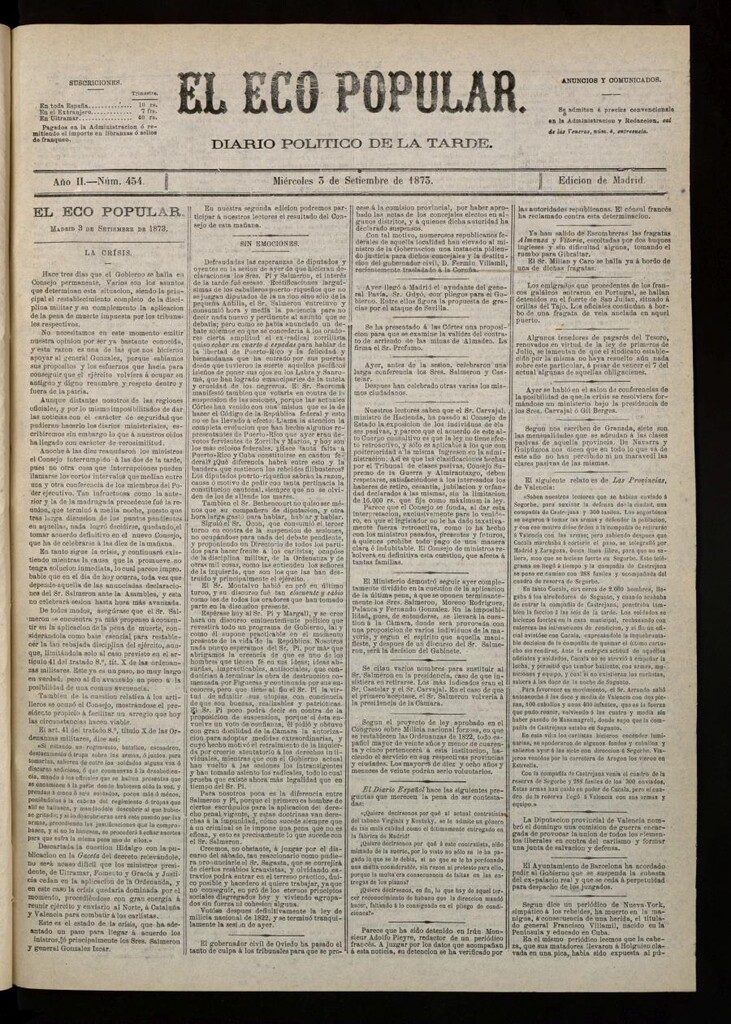 Miniatura de El Eco Popular del 3 de septiembre de 1873