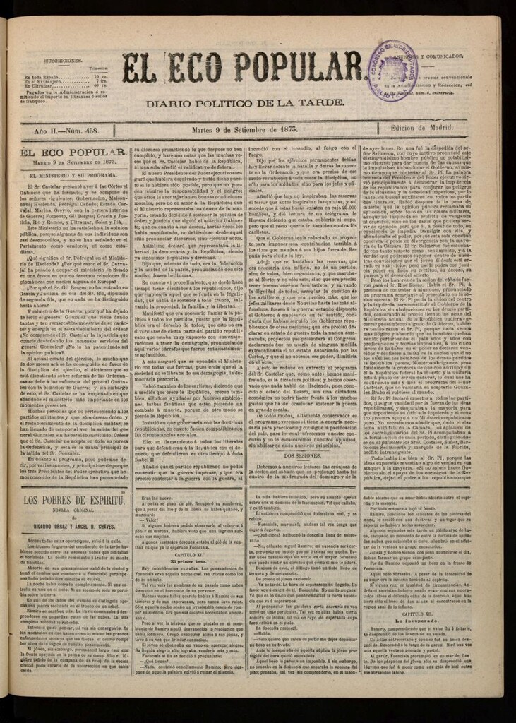 Miniatura de El Eco Popular del 9 de septiembre de 1873