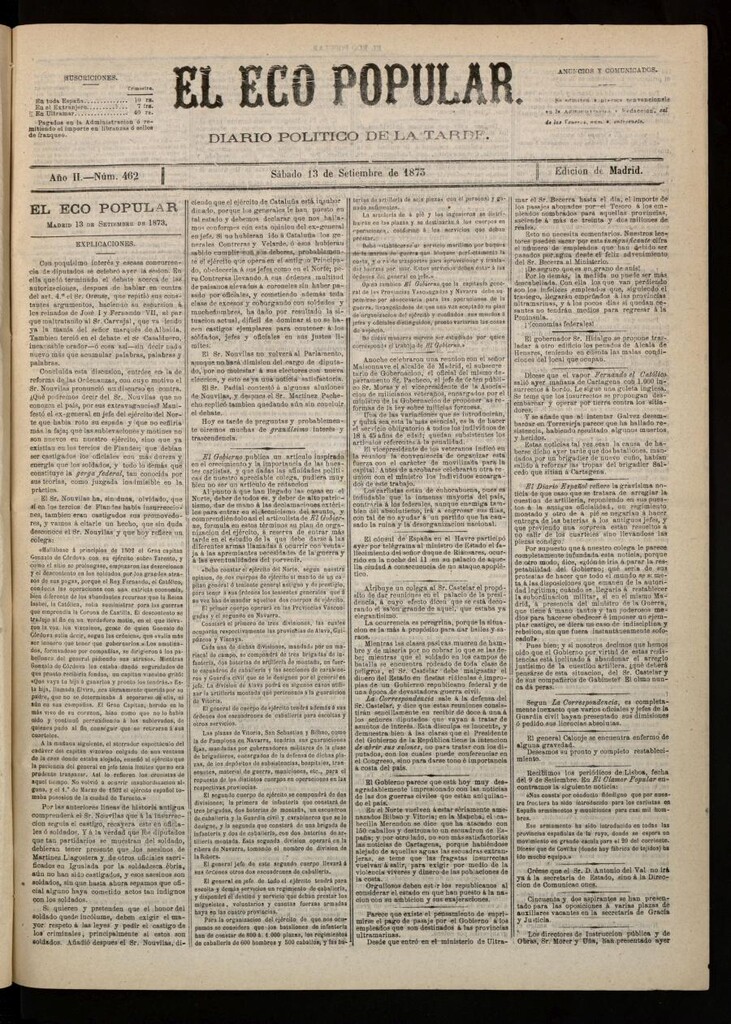 Miniatura de El Eco Popular del 13 de septiembre de 1873