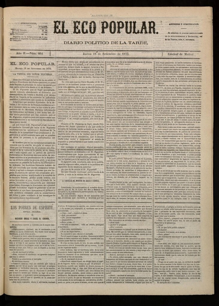 Miniatura de El Eco Popular del 18 de septiembre de 1873