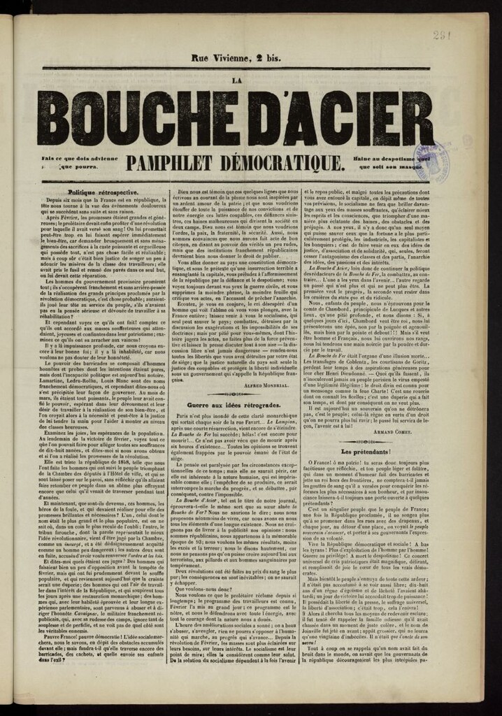 Miniatura de La Bouche d´Acier: phamphlet démocratique de 1848, s/n