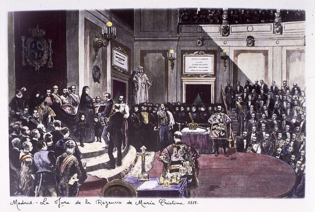 Miniatura de La jura de la Regencia de María Cristina. 1885