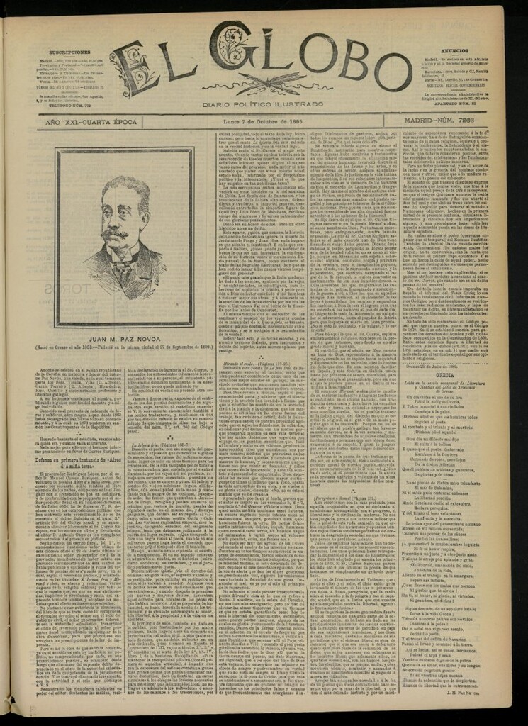 Miniatura de El Globo : diario ilustrado  del 7 de octubre de 1895, nº 7266
