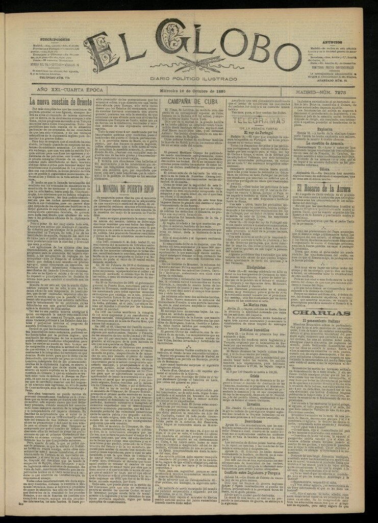 Miniatura de El Globo : diario ilustrado  del 16 de octubre de 1895, nº 7275