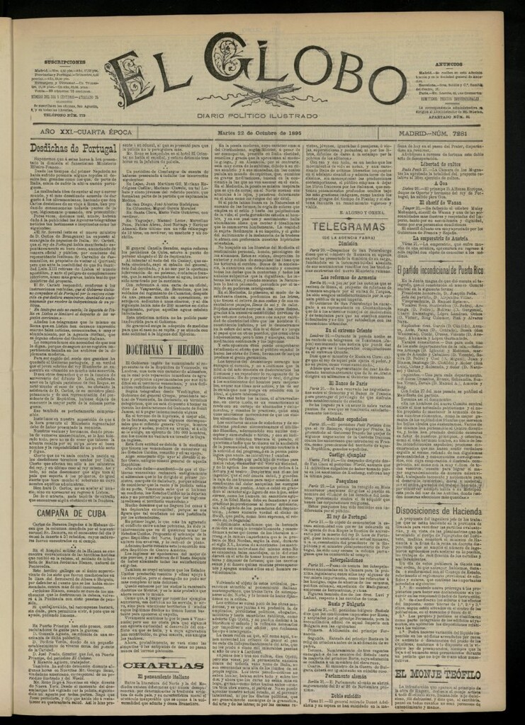Miniatura de El Globo : diario ilustrado  del 22 de octubre de 1895, nº 7281
